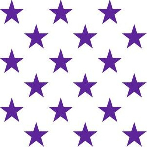 One Inch Purple Stars on White