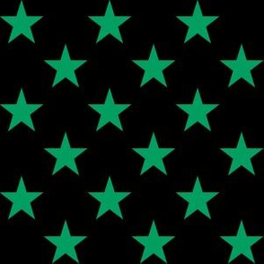 One Inch Shamrock Green Stars on Black