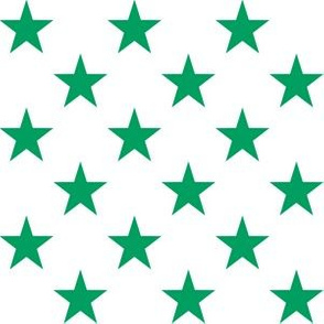 One Inch Shamrock Green Stars on White