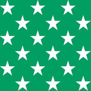 One Inch White Stars on Shamrock Green