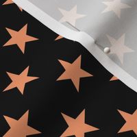 One Inch Peach Stars on Black