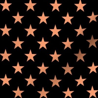 One Inch Peach Stars on Black