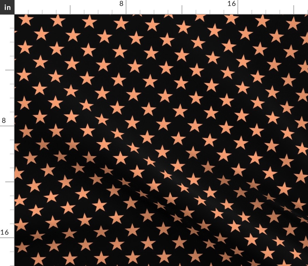 One Inch Peach Stars on Black