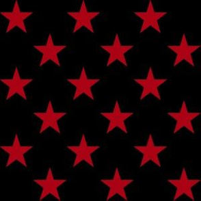 One Inch Dark Red Stars on Black