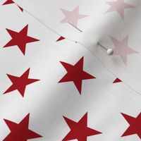 One Inch Dark Red Stars on White