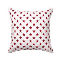 One Inch Dark Red Stars on White