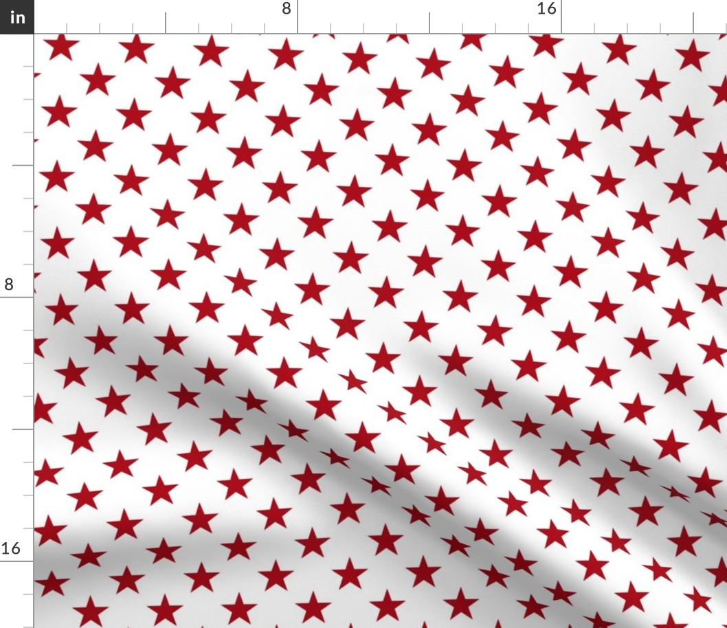 One Inch Dark Red Stars on White