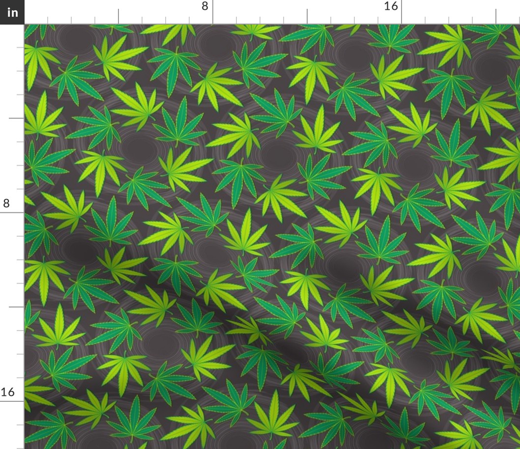 ★ SPINNING WEED ★ Green & Dark Gray - Large Scale/ Collection : Cannabis Factory 1 – Marijuana, Ganja, Pot, Hemp and other weeds prints