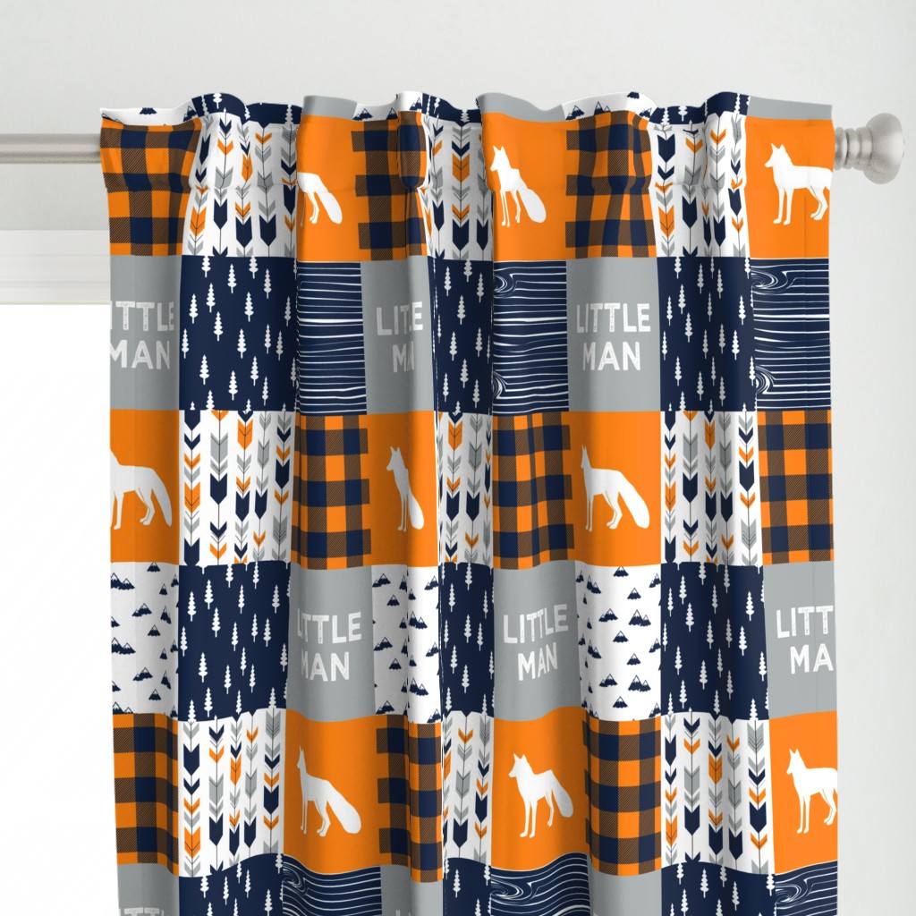 patchwork wholecloth orange and navy - fox and arrows