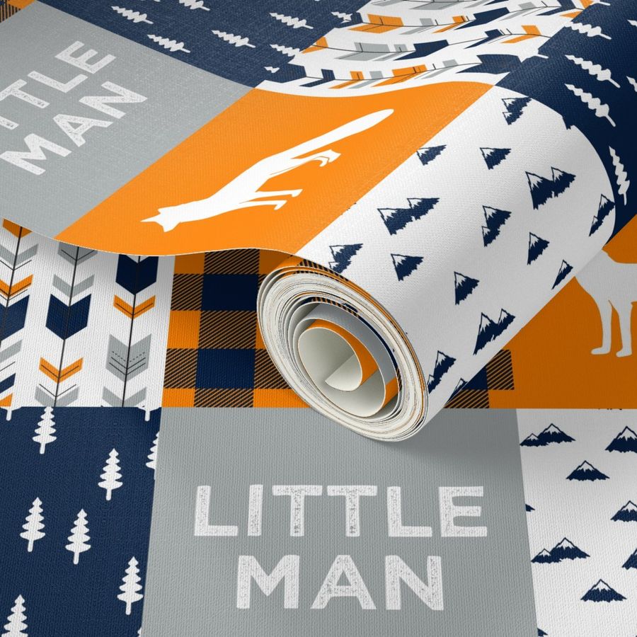 patchwork wholecloth orange and navy - fox and arrows