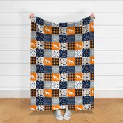 patchwork wholecloth orange and navy - fox and arrows