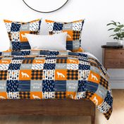 patchwork wholecloth orange and navy - fox and arrows