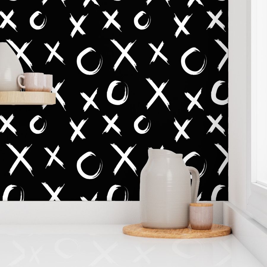 X to the O, black and white decor, monochrome theme, 