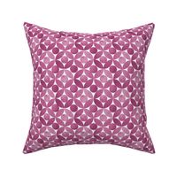 Peony pink circle lock pattern , retro style geometric flower bloom to coordinate with petal solid in peony pink