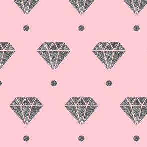 Silver diamond pink polka dot