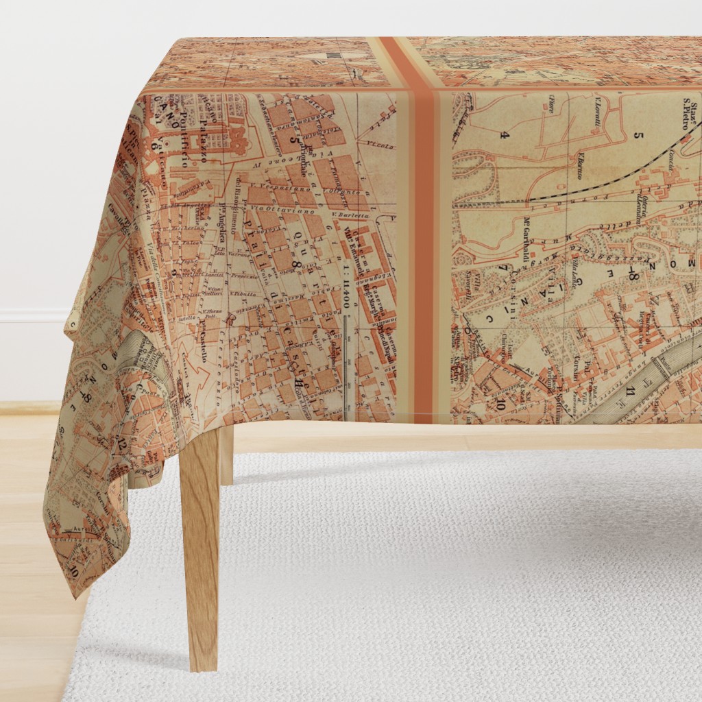 Rome map, Italy (antique, XL- for 1 yard of 54" or wider fabric))