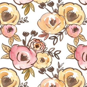 Mustard and Pink Fall Floral Watercolor 