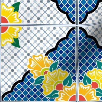 Marigold Floral Talavera on Blue