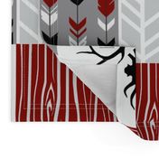 Patchwork Deer - Red, Black, Grey and White