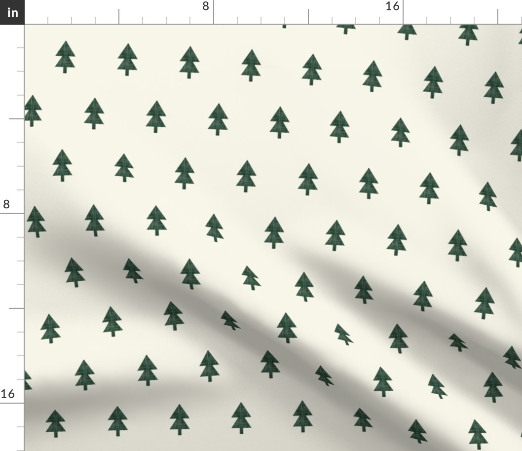 evergreen on off white (green linen)