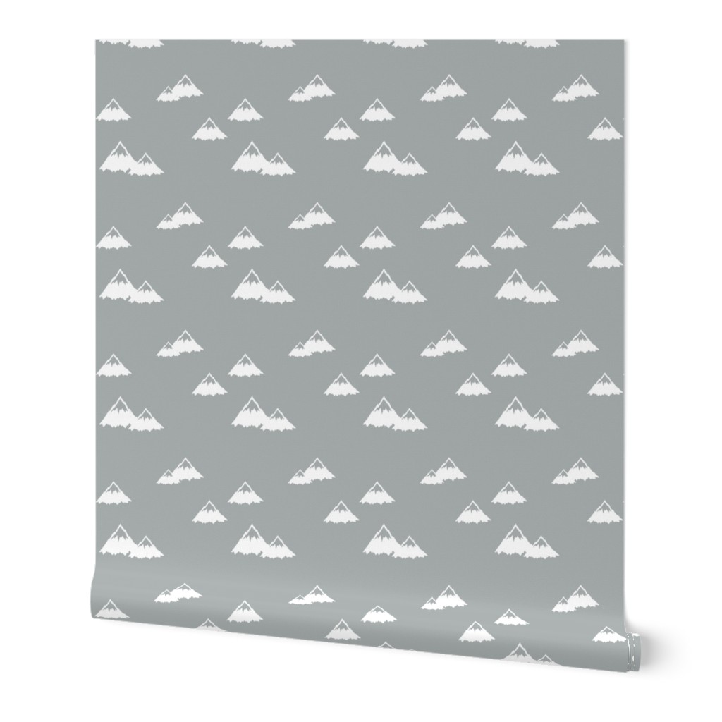 mountains - white on grey (northern lights collection)