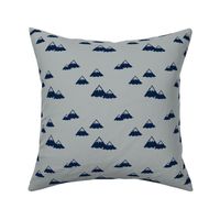Mountains - navy on grey (northern lights)
