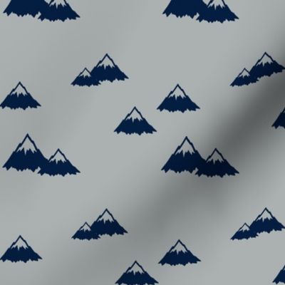 Mountains - navy on grey (northern lights)