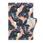 Black Cockatoo / Australian bird galah parrot spots handpainted black pink