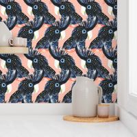 Black Cockatoo / Australian bird galah parrot spots handpainted black pink