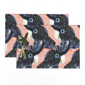 Black Cockatoo / Australian bird galah parrot spots handpainted black pink