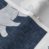 Little Man & You Will Move Mountains Quilt Top - Navy (bear)