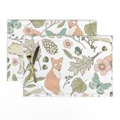 Autumn Pastel - Jumbo- White … woodland, pastel, baby, nursery, bear, fox, bird, moth, butterfly, toile