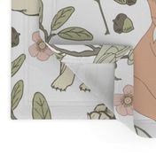 Autumn Pastel - Jumbo- White … woodland, pastel, baby, nursery, bear, fox, bird, moth, butterfly, toile