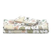 Autumn Pastel - Jumbo- White … woodland, pastel, baby, nursery, bear, fox, bird, moth, butterfly, toile