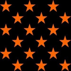 One Inch Orange Stars on Black