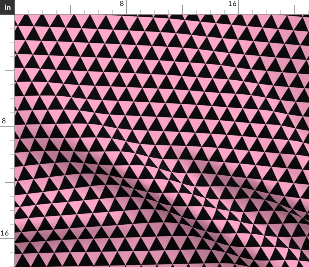 One Inch Black and Carnation Pink Triangles