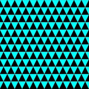 Half Inch Black and Aqua Blue Triangles