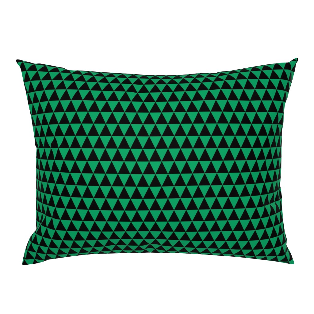 One Inch Black and Shamrock Green Triangles