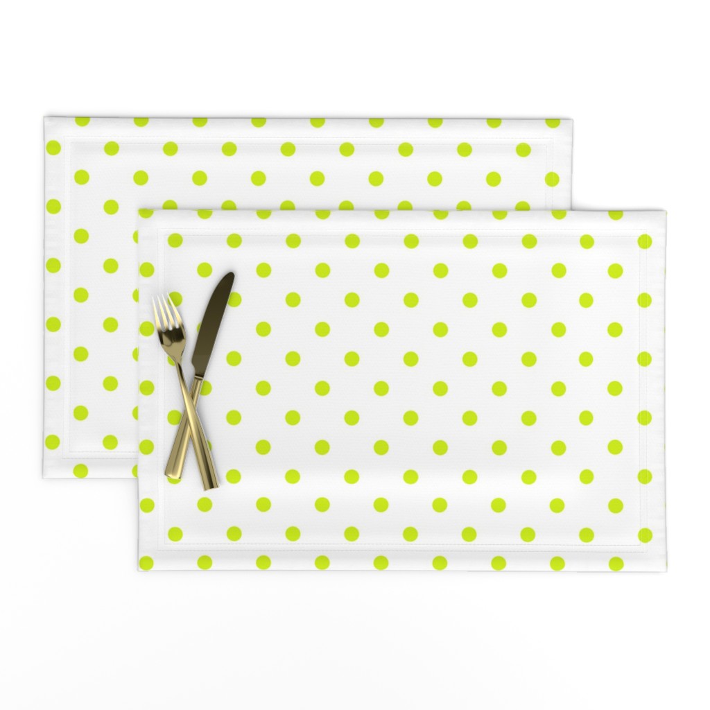 Lime Punch Polkadots on White