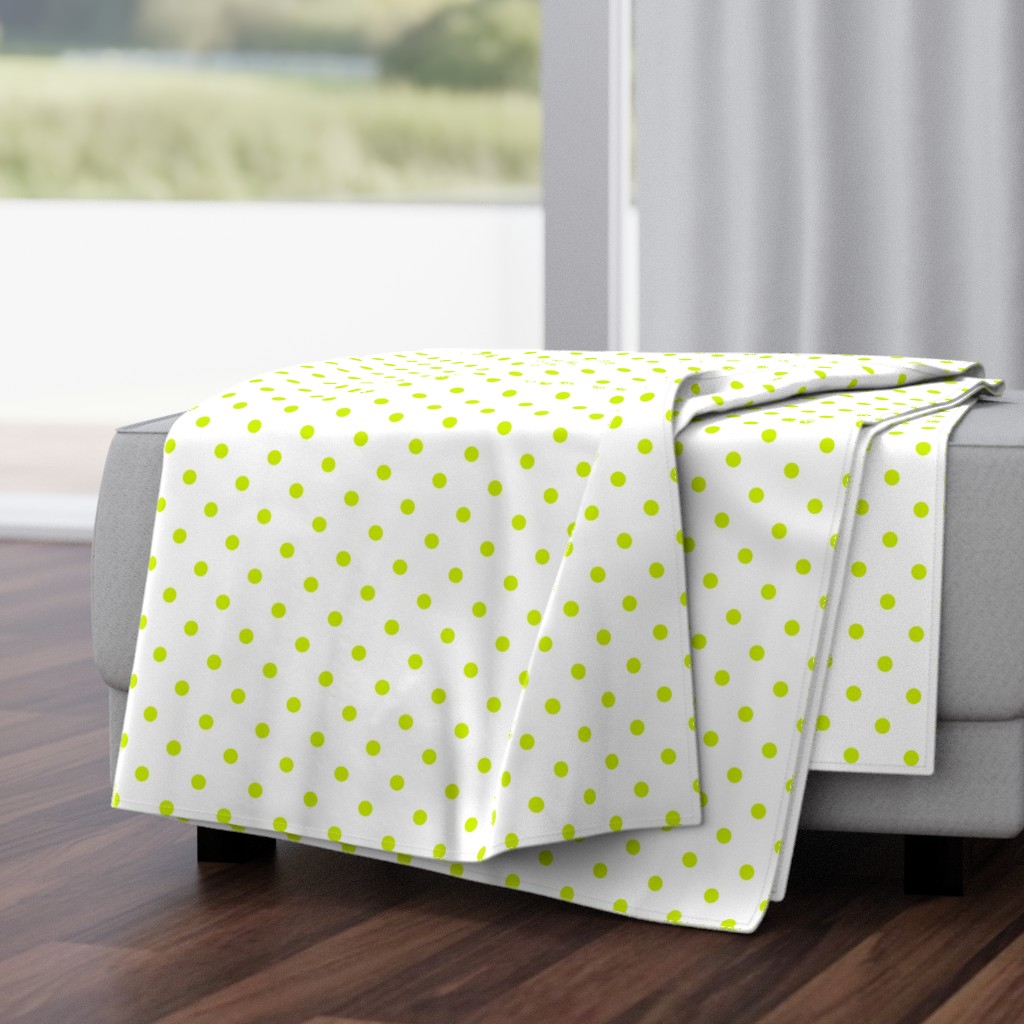 Lime Punch Polkadots on White