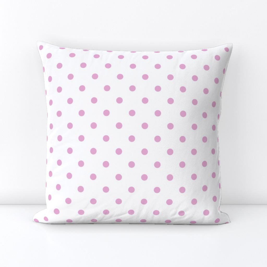 Pink Lavender Polkadots on White