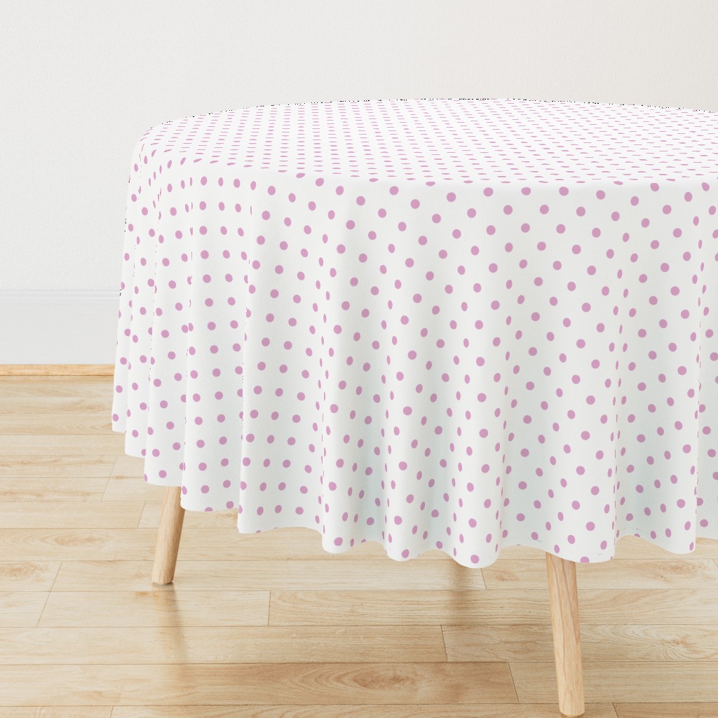 Pink Lavender Polkadots on White