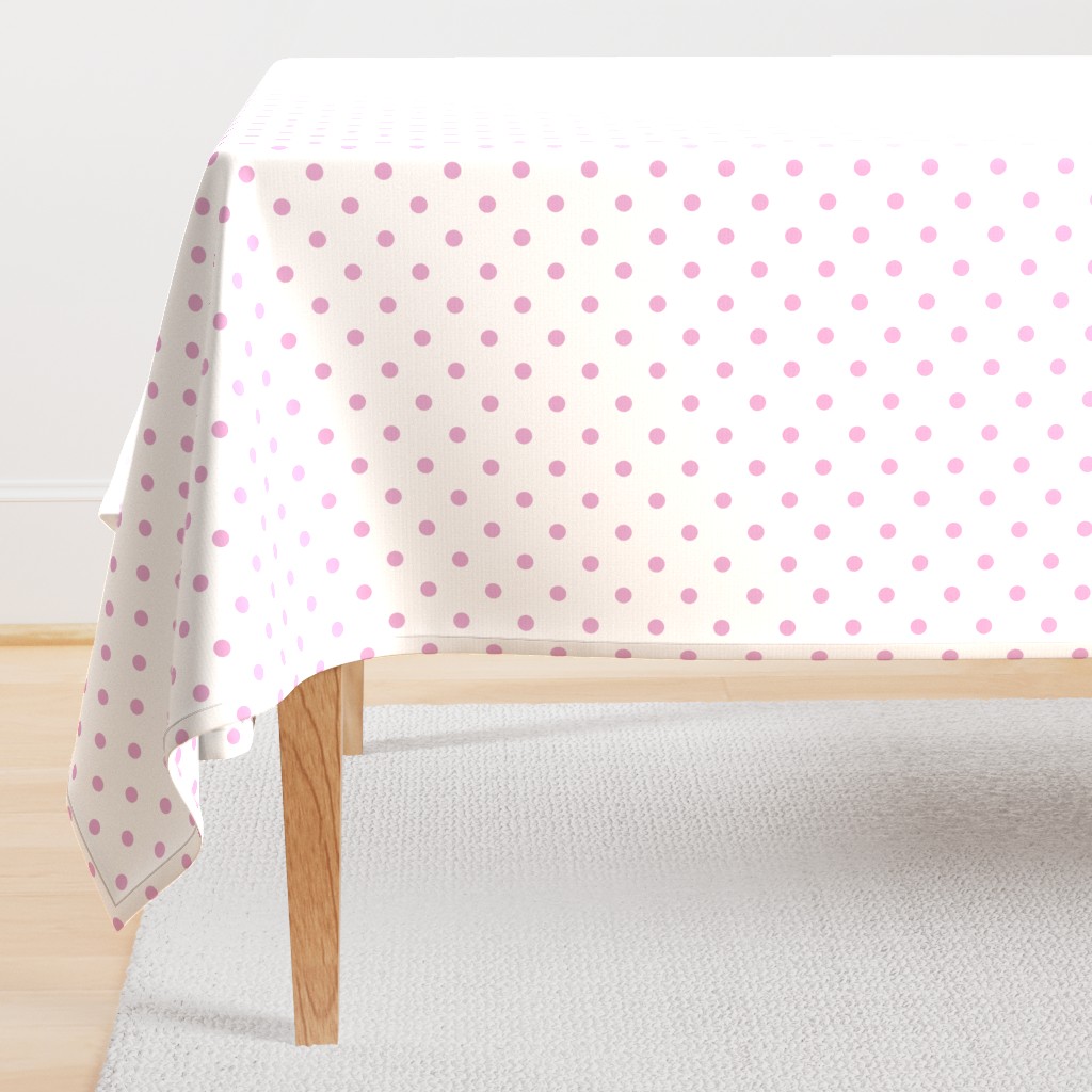 Pink Lavender Polkadots on White