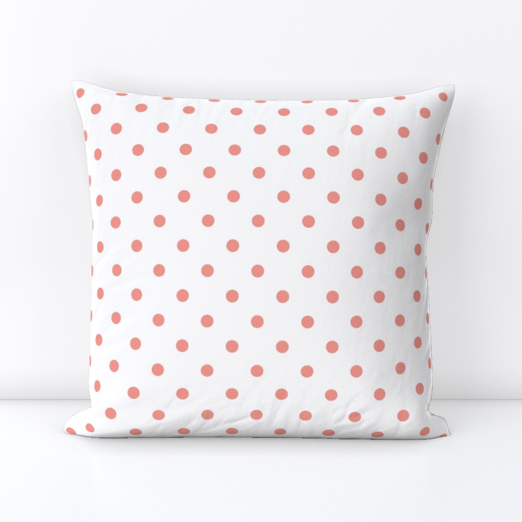 Blooming Dahlia Peach Polkadots on White