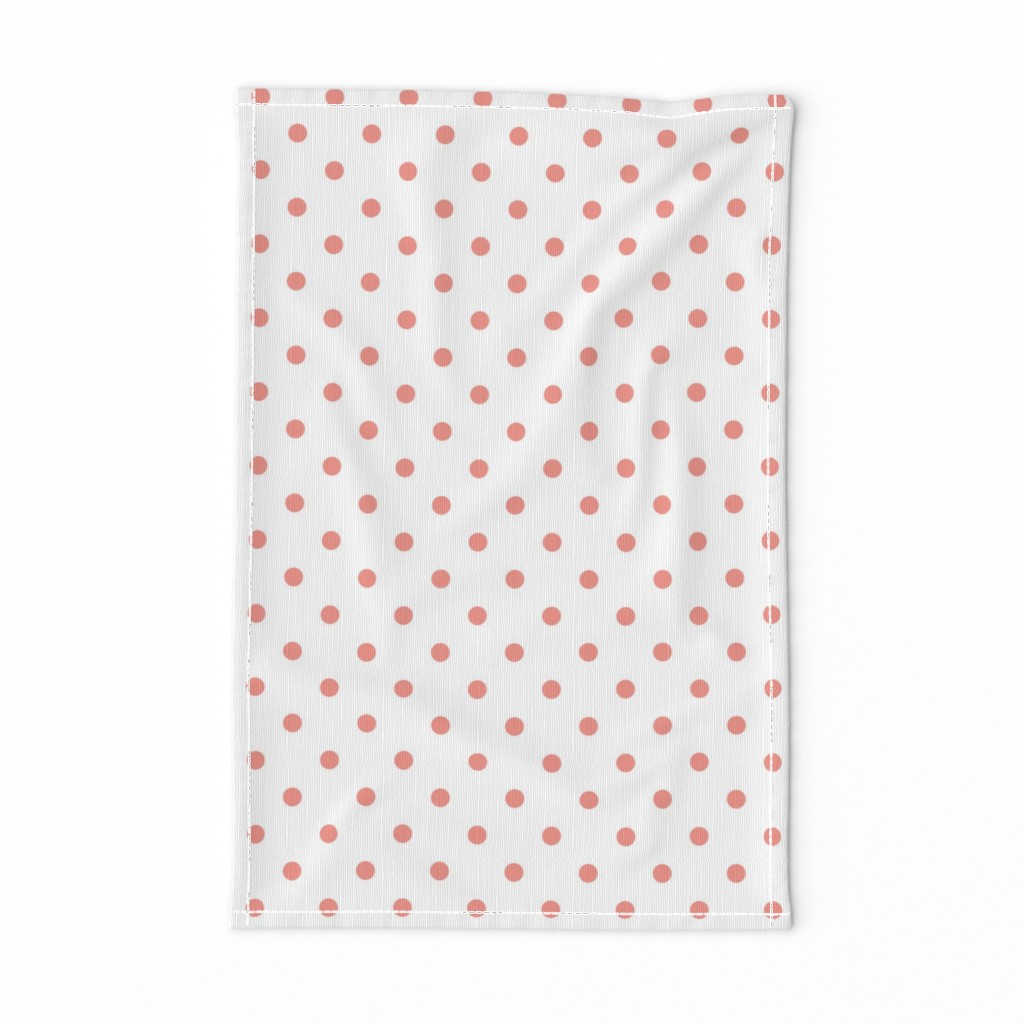 Blooming Dahlia Peach Polkadots on White