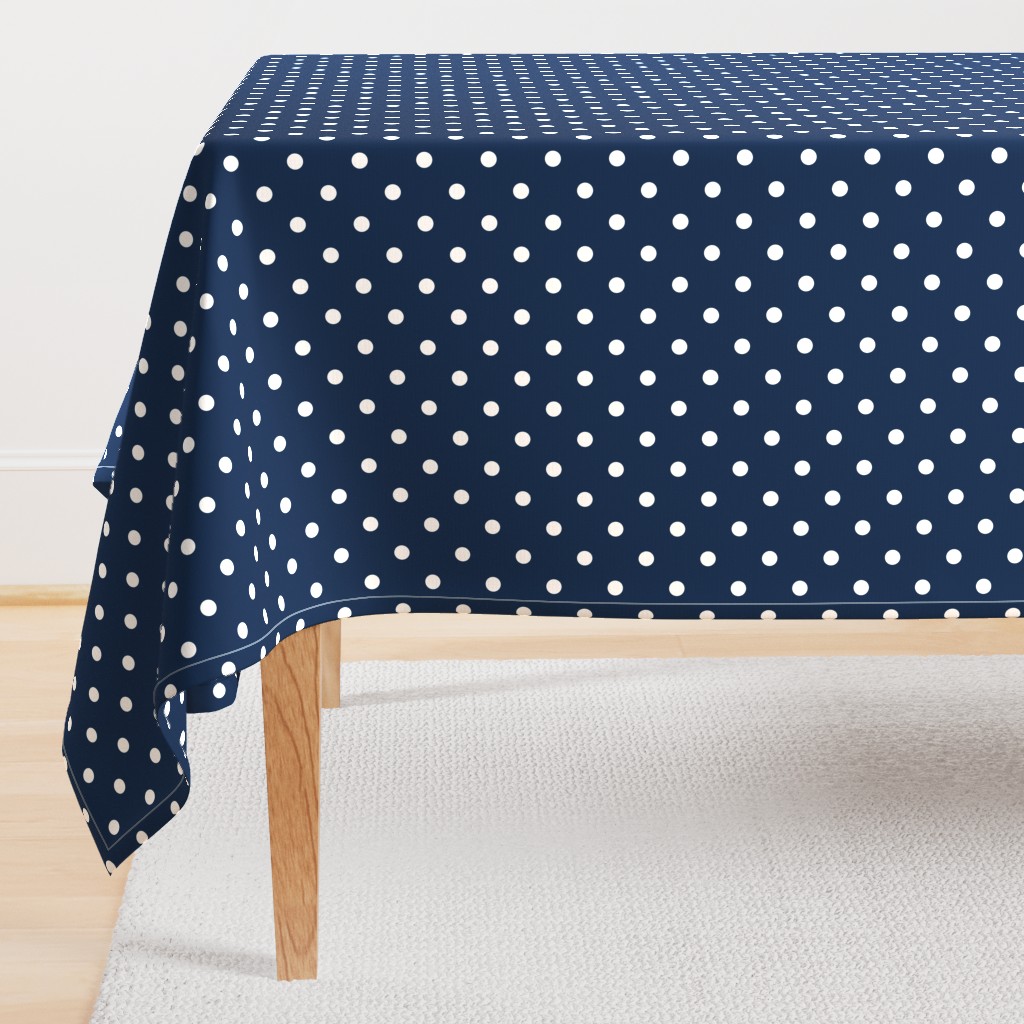 White Polkadots on Sailor Blue