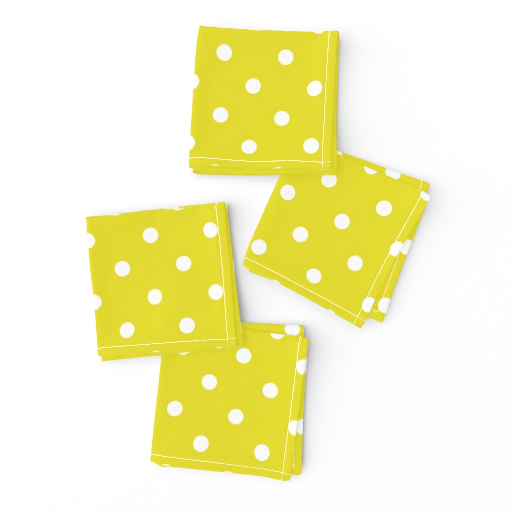 White Polkadots on Meadowlark Yellow 