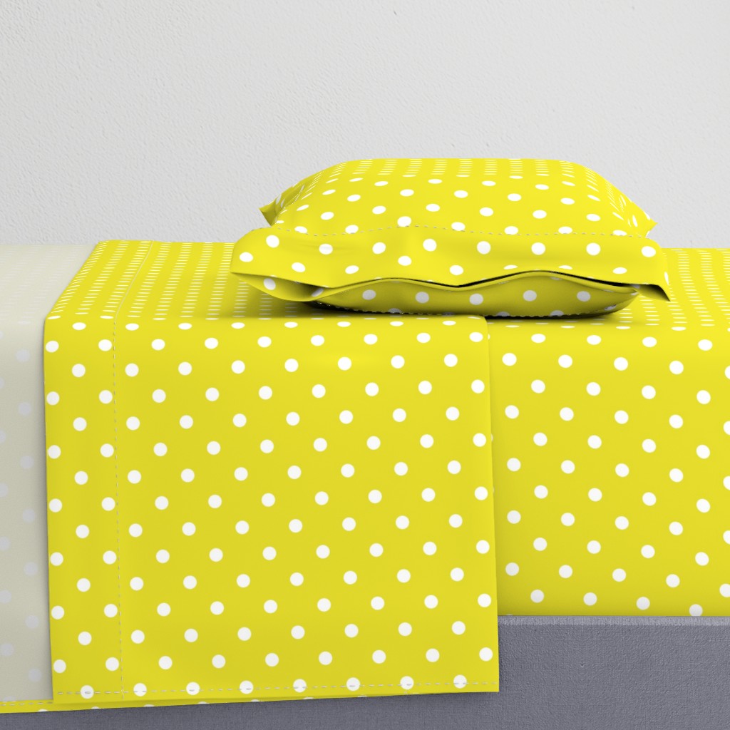 White Polkadots on Meadowlark Yellow 