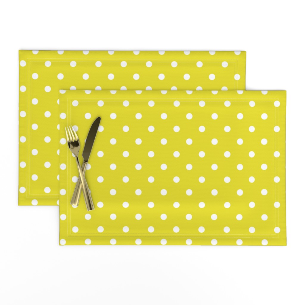 White Polkadots on Meadowlark Yellow 