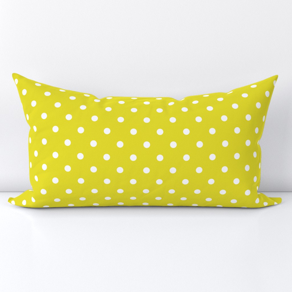 White Polkadots on Meadowlark Yellow 